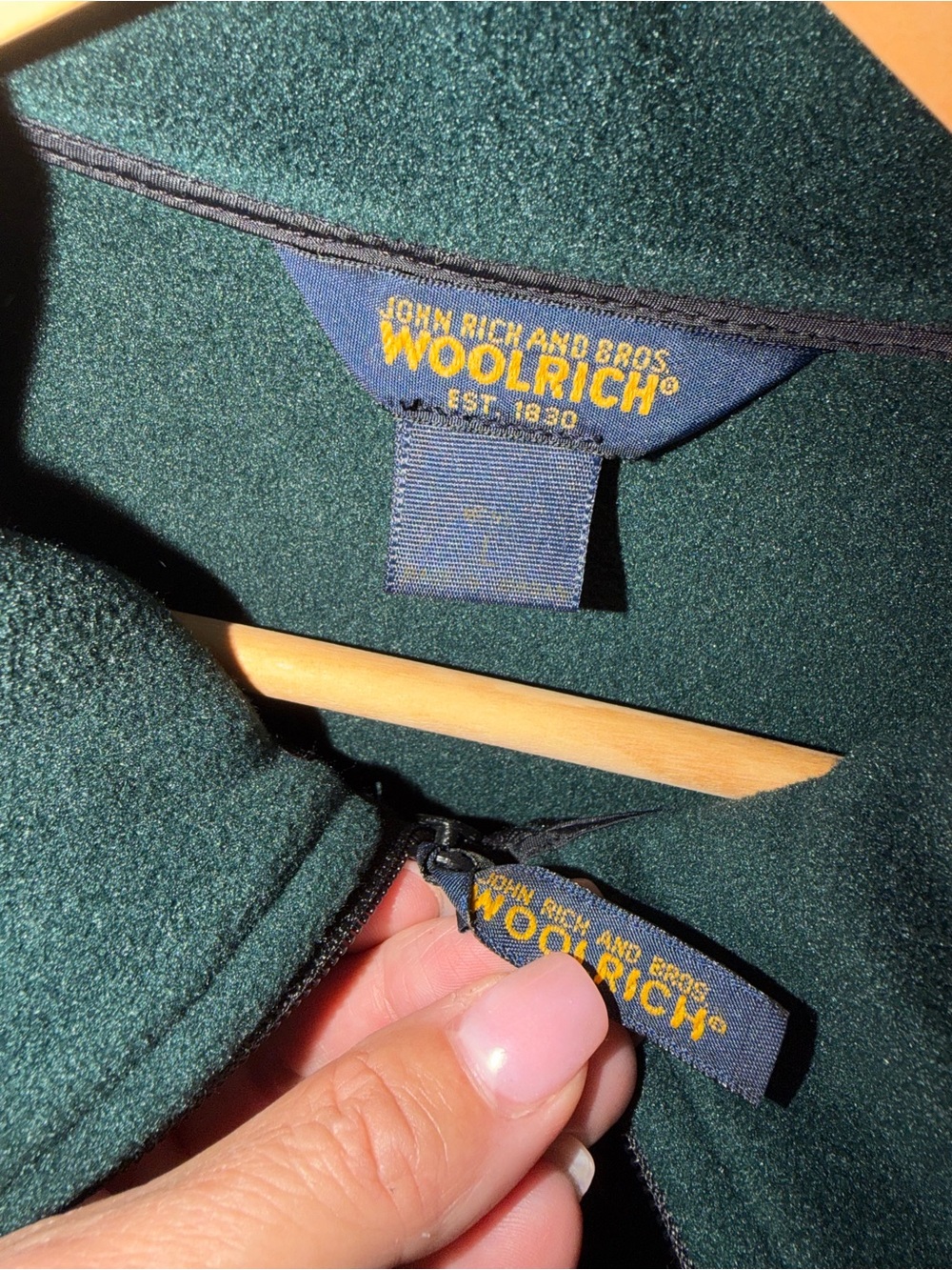 Men’s large Woolrich Emerald Green fleece Jacket with Branded Tag